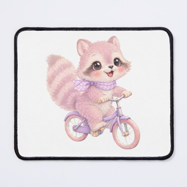 Item preview, Pastel Raccoon on a Bicycle – Cute Babycore Woodland Illustration designed and sold by SirensSageStone.