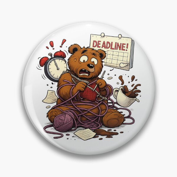 Item preview, Knitting Bear Deadline Panic Sticker | Funny Craft Stress Artlife designed and sold by POD DYNASTY.