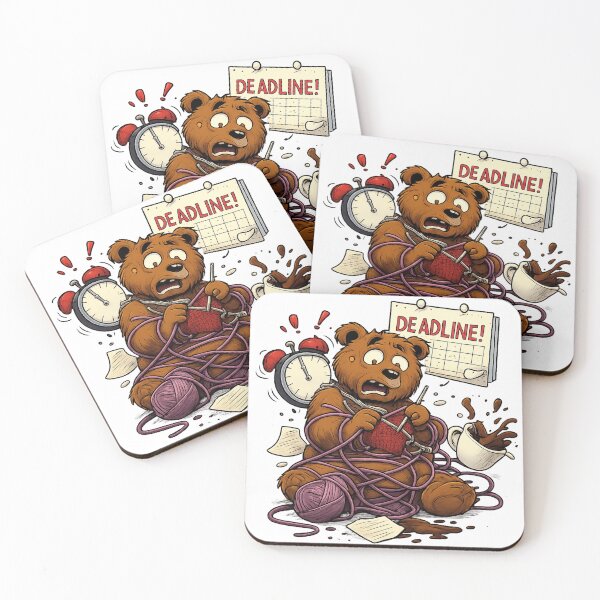 Item preview, Knitting Bear Deadline Panic Sticker | Funny Craft Stress Artlife designed and sold by POD DYNASTY | Original Print On Demand T-Shirt Graphics.