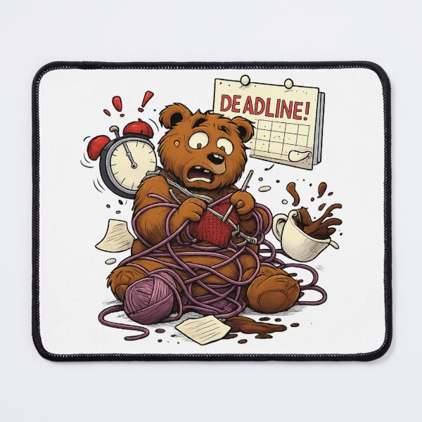 Item preview, Knitting Bear Deadline Panic Sticker | Funny Craft Stress Artlife designed and sold by POD DYNASTY.
