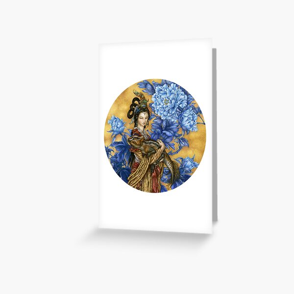 Lady with an Archaeoceratops Greeting Card