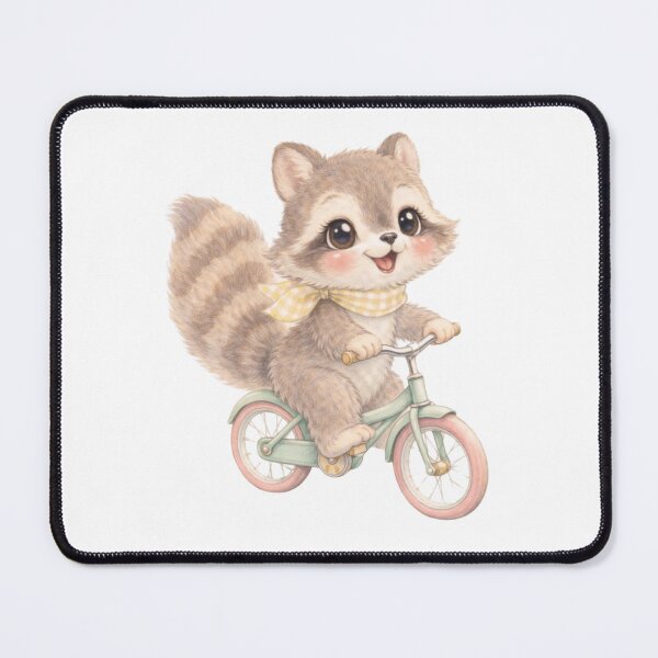 Item preview, Whimsical Raccoon on a Bicycle – Neutral Cottagecore Woodland Art designed and sold by SirensSageStone.