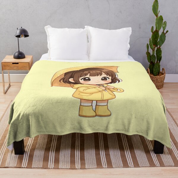 Item preview, Cute Chibi Girl in Yellow Raincoat | Kawaii Umbrella Illustration designed and sold by KryaArts27.