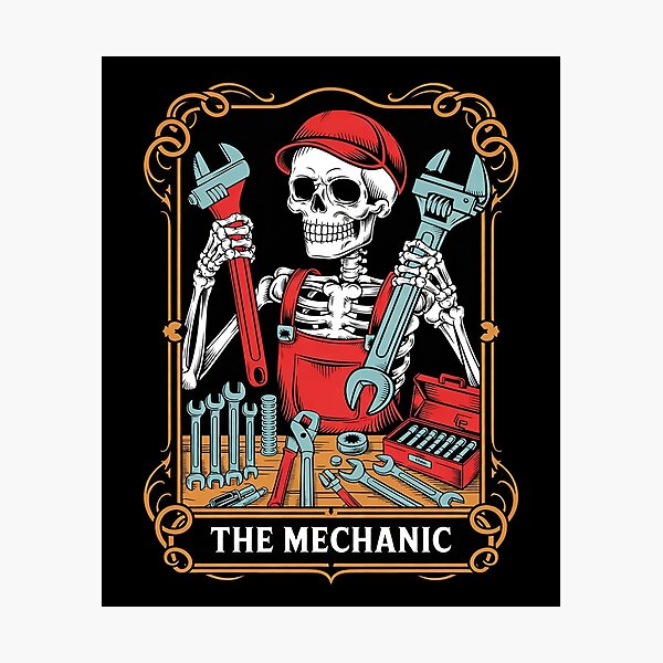 Item preview, The Mechanic Tarot Card Dad Husband Skeleton Mechanic  designed and sold by DigitaldeligArt.