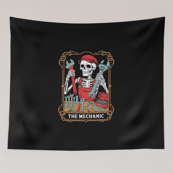 Item preview, The Mechanic Tarot Card Dad Husband Skeleton Mechanic  designed and sold by DigitaldeligArt.