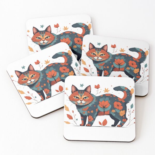 Item preview, Colorful Cat with Flower Pattern designed and sold by LadyLynnsCrafts.