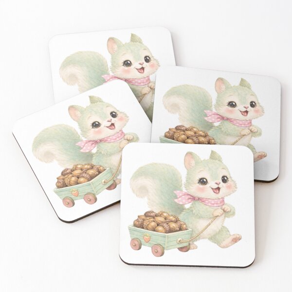 Item preview, Whimsical Squirrel Pulling a Wagon – Cute Woodland Cottagecore Illustration designed and sold by SirensSageStone.