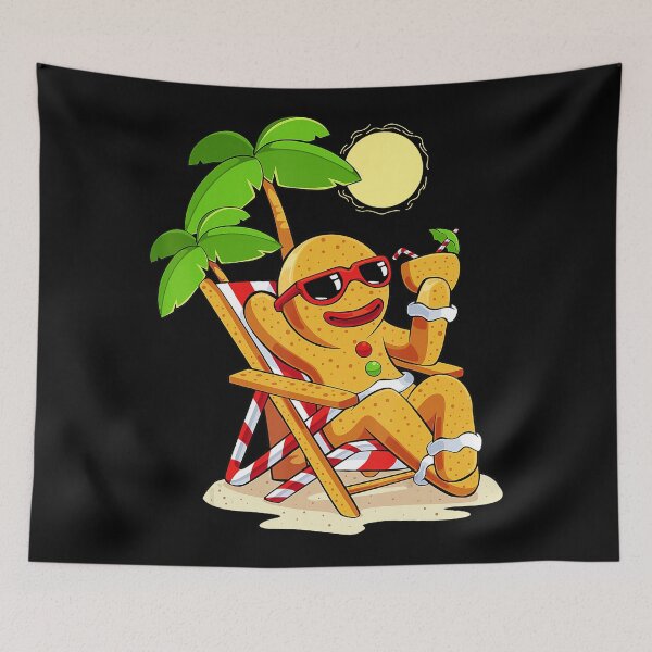 Item preview, Summer Christmas Gingerbread Man Beach Holiday  designed and sold by WayTBeenkenArt.