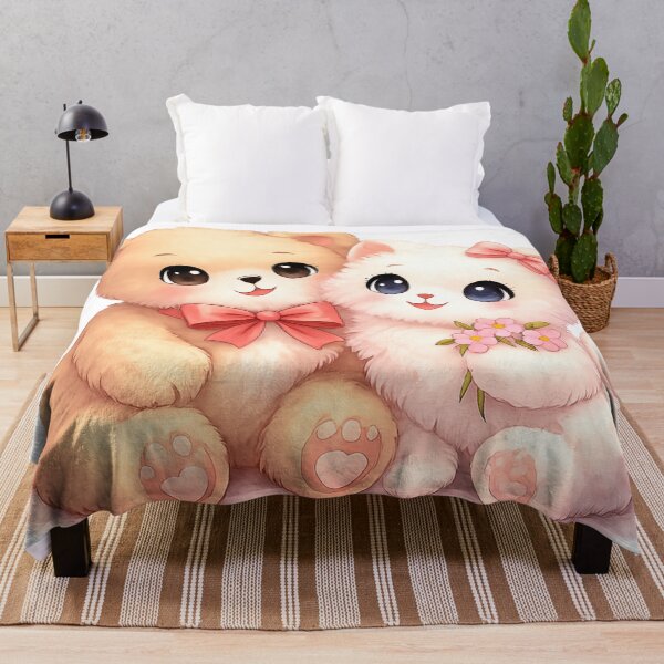 Item preview, Classic Kawaii Love – Cute Bear & Kitten Couple designed and sold by kimkosovo.