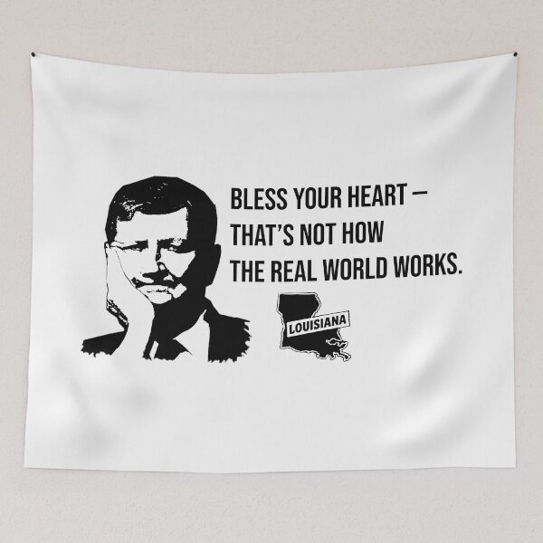 Aperçu de l'œuvre John N. Kennedy - Que Dieu vous bénisse — Louisiana Reality Check - T-shirt Light Shirts Only créée et vendue par EmersionPrints.