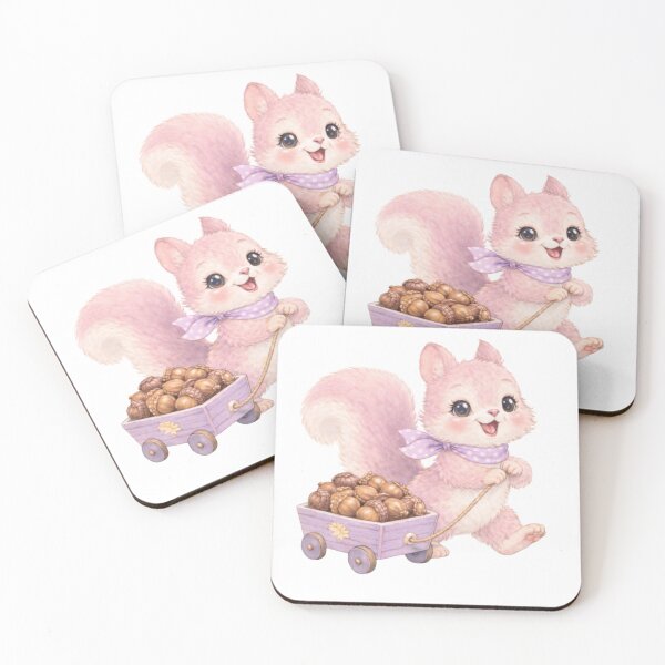 Item preview, Pastel Squirrel with Acorn Wagon – Cute Babycore Woodland Illustration designed and sold by SirensSageStone.