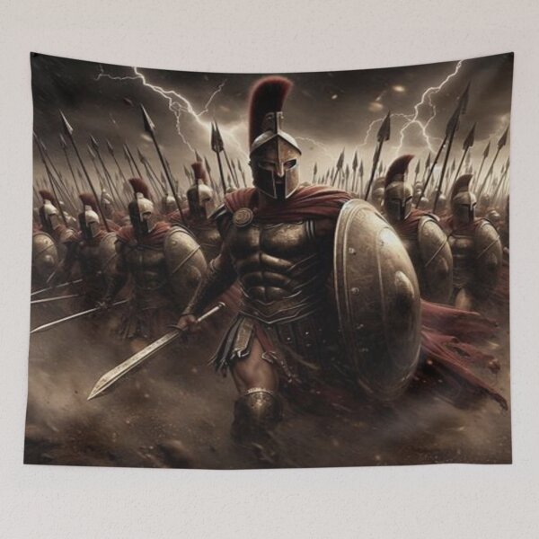 Item preview, Spartan Warrior Phalanx - Epic Ancient Greek Soldier Battle Art designed and sold by FaresTes.