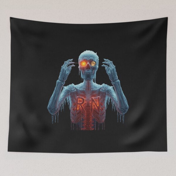 Item preview, Frozen Heart RN Nurse - Icy Skeleton with Fiery Passion Healthcare Art designed and sold by Mr-Nurse.
