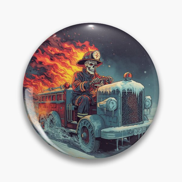 Item preview, Skeleton Firefighter Driving Fire Truck in Winter Storm - Dark Fantasy Art designed and sold by Mr-Nurse.