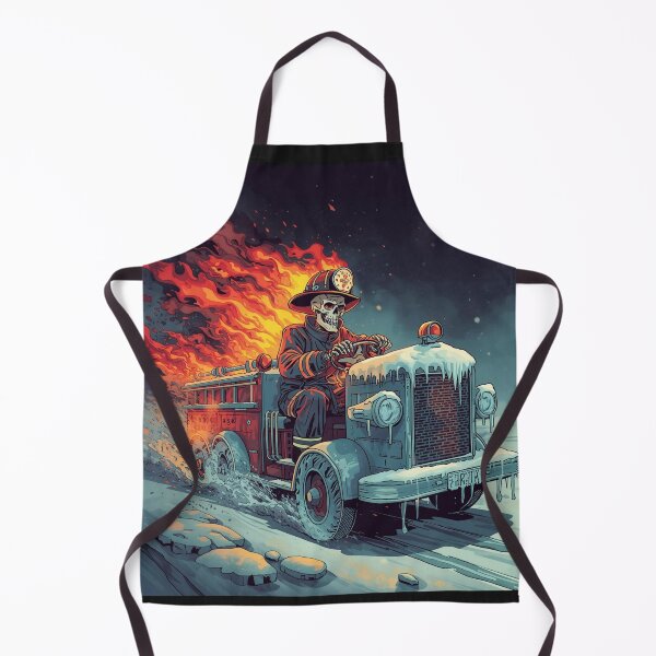 Item preview, Skeleton Firefighter Driving Fire Truck in Winter Storm - Dark Fantasy Art designed and sold by Mr-Nurse.