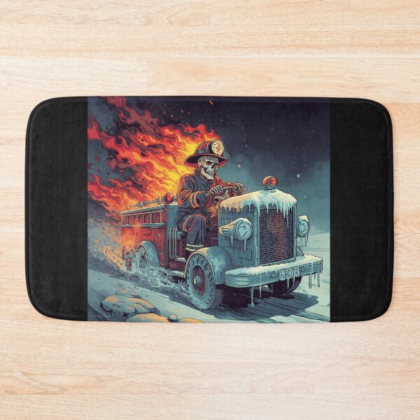 Item preview, Skeleton Firefighter Driving Fire Truck in Winter Storm - Dark Fantasy Art designed and sold by Mr-Nurse.