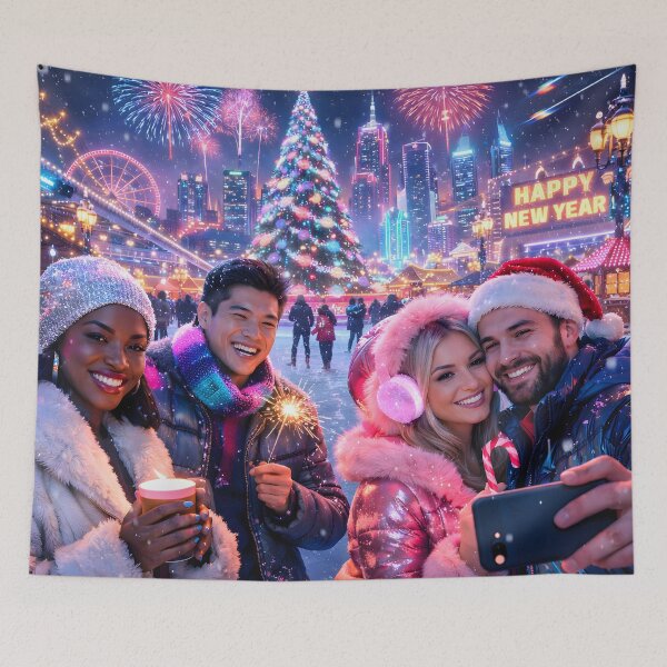 Item preview, Futuristic Synthwave Christmas New Year designed and sold by DreamWavePix.