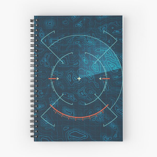 Item preview, topographic map with futuristic military radar for aiming target, graphic of terrain texture with army technology element designed and sold by NiamLab.