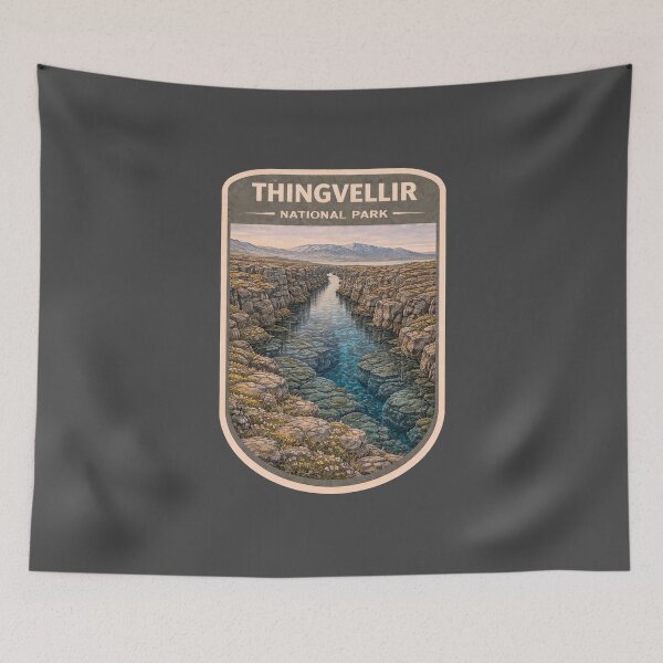 Item preview, Vintage Iceland National Park Art: Thingvellir  designed and sold by PinUpPizzazz.