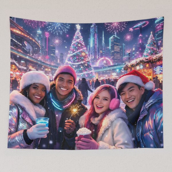 Item preview, Futuristic Synthwave Christmas New Year designed and sold by DreamWavePix.