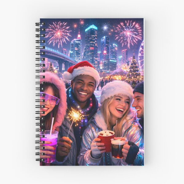 Artikelvorschau, Futuristische Synthwave-Weihnachten Neujahr entworfen und verkauft von DreamWavePix.