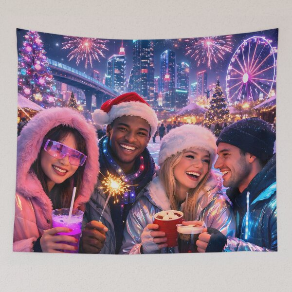 Item preview, Futuristic Synthwave Christmas New Year designed and sold by DreamWavePix.