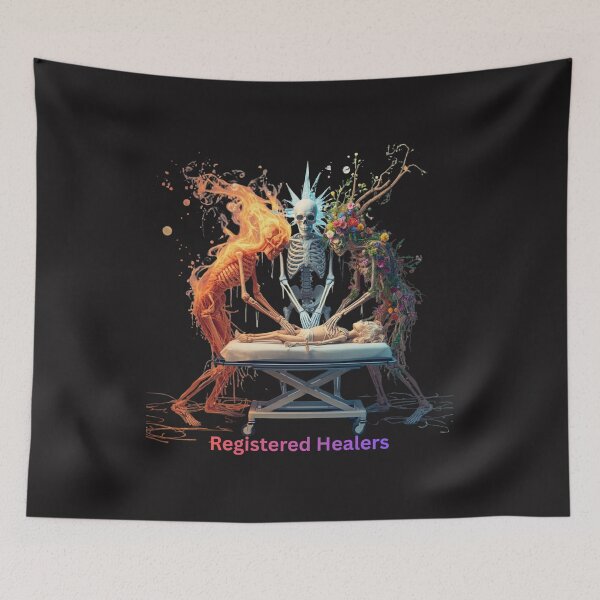 Item preview, Registered Healers - Skeleton Nurses Performing CPR Dark Fantasy Art designed and sold by Mr-Nurse.