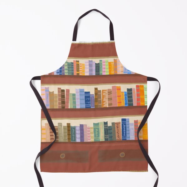 Item preview, Hand-painted illustration of a wooden bookshelf filled with colorful books designed and sold by salinsiree.