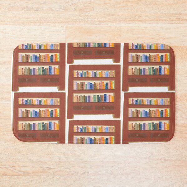 Item preview, Hand-painted illustration of a wooden bookshelf filled with colorful books designed and sold by salinsiree.