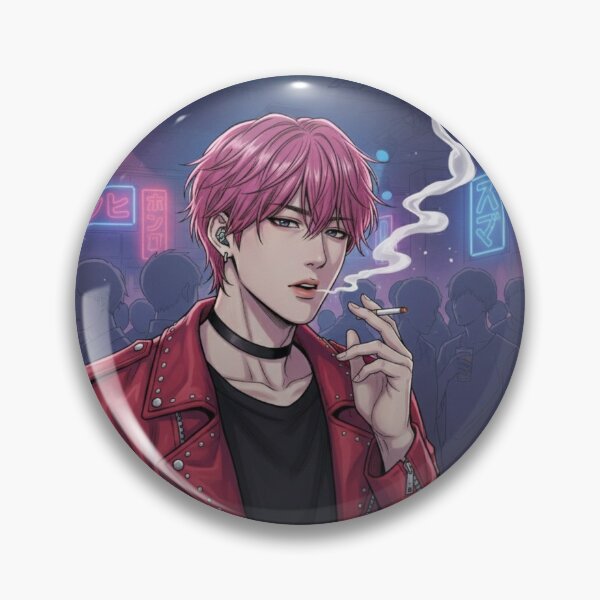 Item preview, The Heartbreaker's Glow: Pink Hair & Crimson Leather designed and sold by Thidagrafictic.