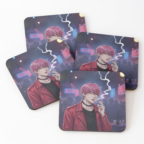 Item preview, The Heartbreaker's Glow: Pink Hair & Crimson Leather designed and sold by Thidagrafictic.