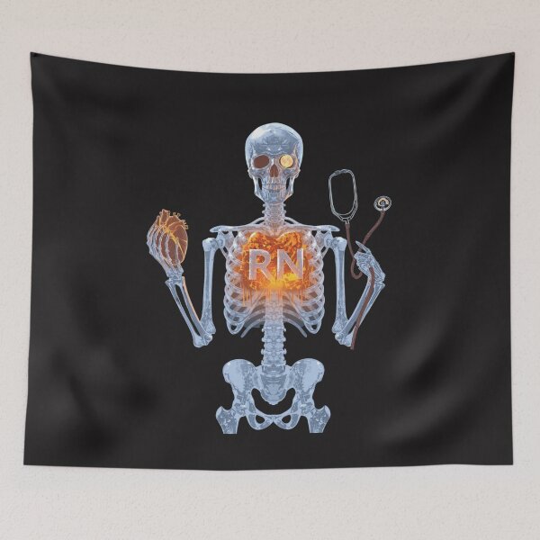 Item preview, RN Nurse Skeleton with Stethoscope and Heart Halloween Design designed and sold by Mr-Nurse.