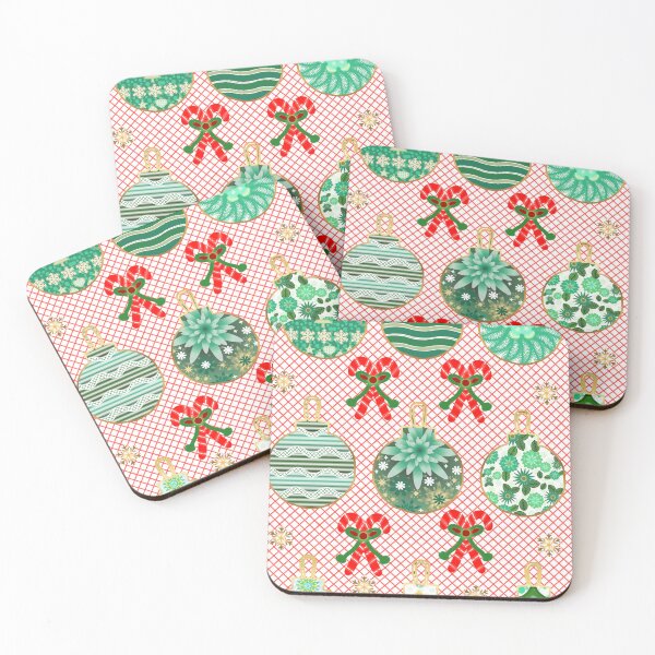 Item preview, Festive Christmas Ornaments Pattern – Green Holiday Baubles, Candy Canes & Snowflakes designed and sold by HopeAndHustle.