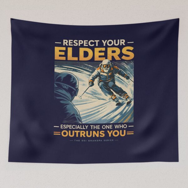 Item preview, Respect Your Elders – Funny Ski Grandpa Vintage Skiing Design designed and sold by SoulenCify.