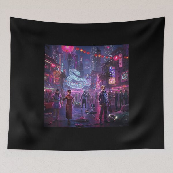 Item preview, Lunar New Year Snake Neon Synthwave Cyberpunk 2 designed and sold by DreamWavePix.