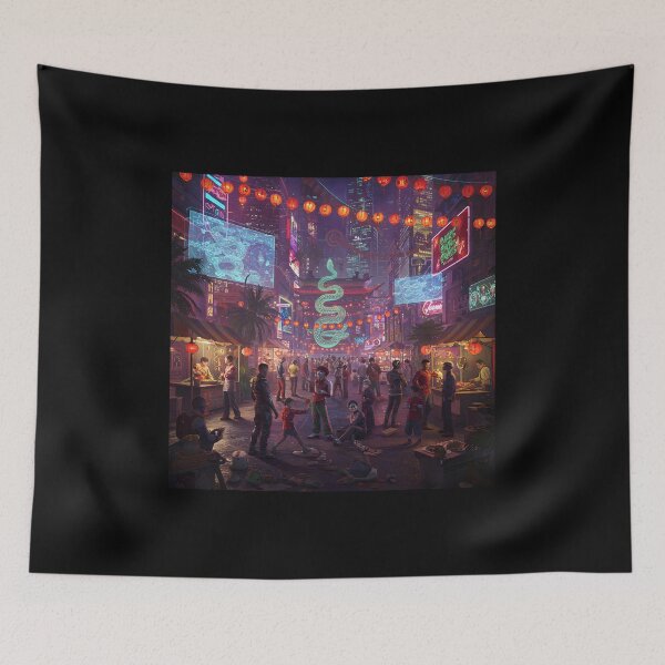 Item preview, Lunar New Year Snake Neon Synthwave Cyberpunk 1 designed and sold by DreamWavePix.