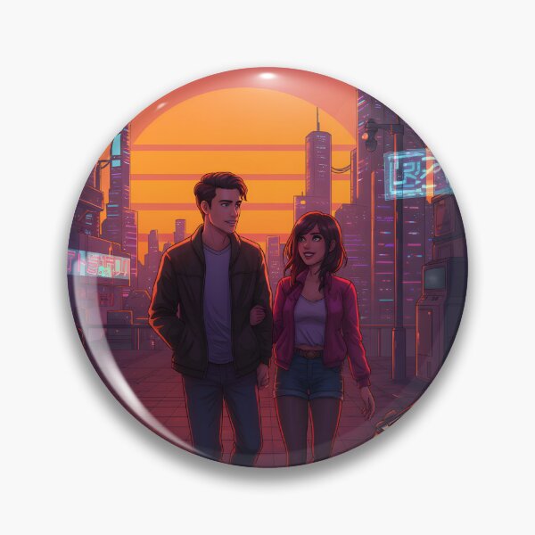 Item preview, Romantic Animated Couple in Synthwave Cyberpunk City 4 designed and sold by DreamWavePix.