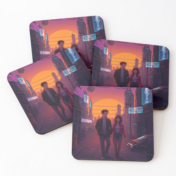 Item preview, Romantic Animated Couple in Synthwave Cyberpunk City 4 designed and sold by DreamWavePix.