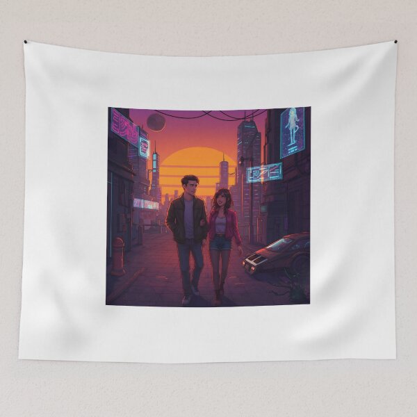 Item preview, Romantic Animated Couple in Synthwave Cyberpunk City 4 designed and sold by DreamWavePix.