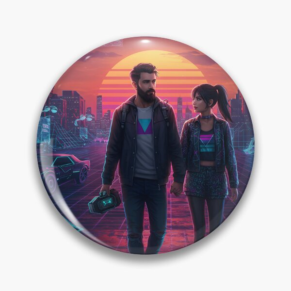 Item preview, Romantic Couple in Neon Synthwave Cyberpunk Downtown 3 designed and sold by DreamWavePix.