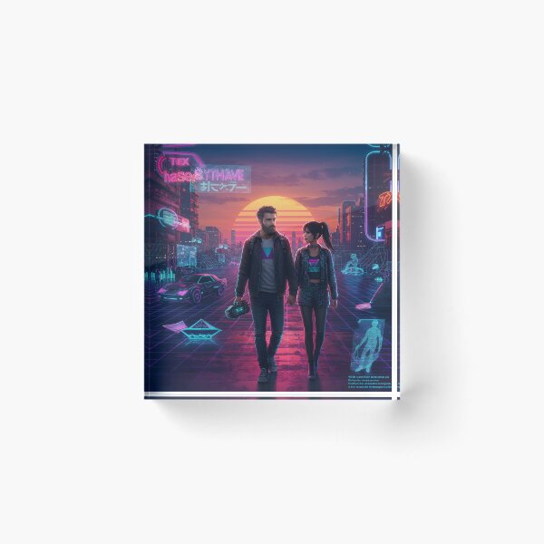 Item preview, Romantic Couple in Neon Synthwave Cyberpunk Downtown 3 designed and sold by DreamWavePix.