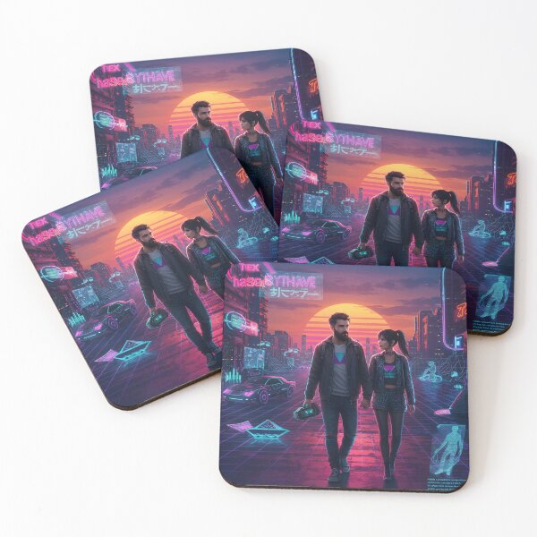 Item preview, Romantic Couple in Neon Synthwave Cyberpunk Downtown 3 designed and sold by DreamWavePix.