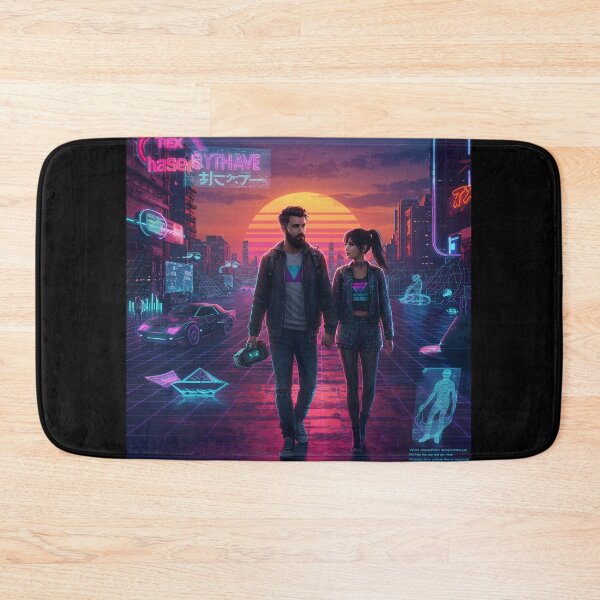 Item preview, Romantic Couple in Neon Synthwave Cyberpunk Downtown 3 designed and sold by DreamWavePix.