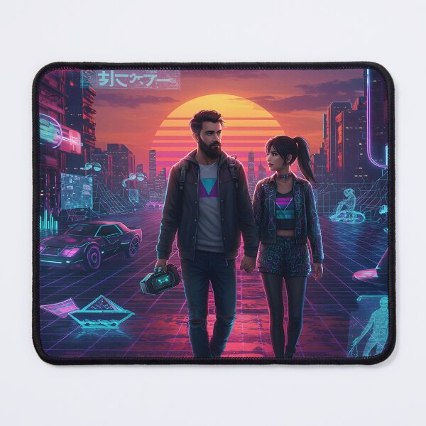 Item preview, Romantic Couple in Neon Synthwave Cyberpunk Downtown 3 designed and sold by DreamWavePix.