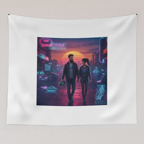 Item preview, Romantic Couple in Neon Synthwave Cyberpunk Downtown 3 designed and sold by DreamWavePix.