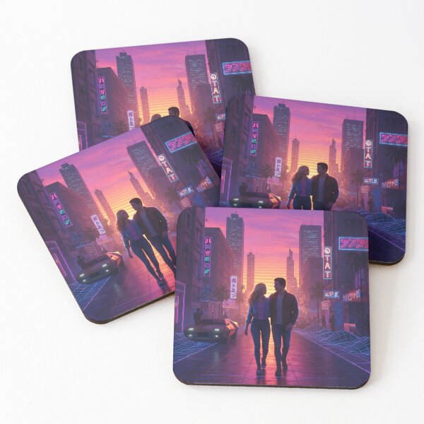 Item preview, Romantic Couple in Neon Synthwave Cyberpunk Downtown 2 designed and sold by DreamWavePix.