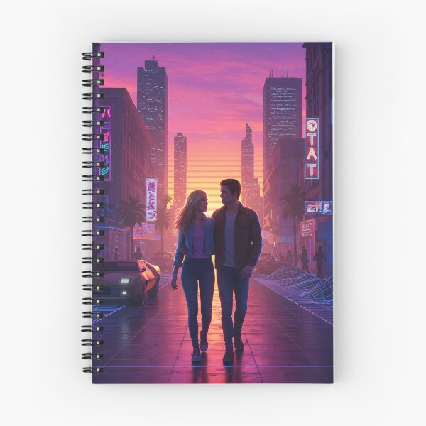 Item preview, Romantic Couple in Neon Synthwave Cyberpunk Downtown 2 designed and sold by DreamWavePix.