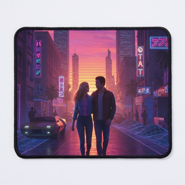 Item preview, Romantic Couple in Neon Synthwave Cyberpunk Downtown 2 designed and sold by DreamWavePix.