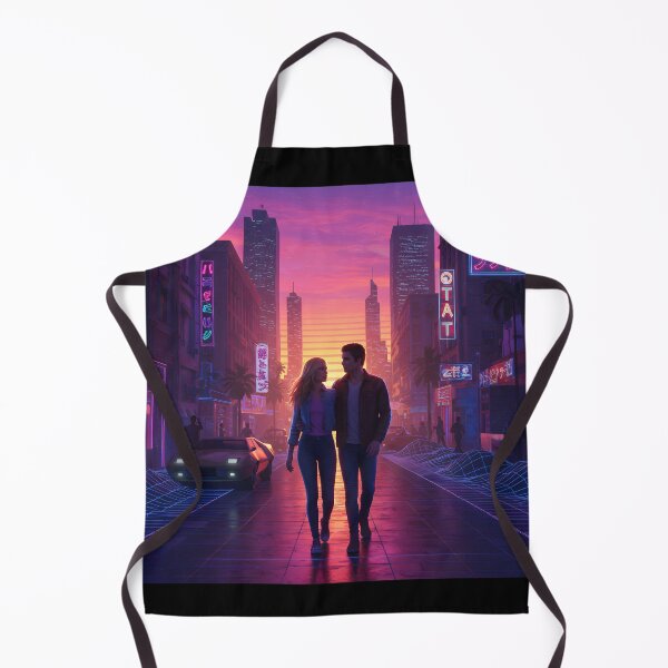 Item preview, Romantic Couple in Neon Synthwave Cyberpunk Downtown 2 designed and sold by DreamWavePix.