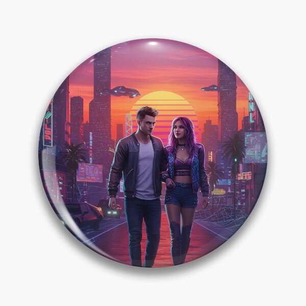 Item preview, Romantic Couple in Neon Synthwave Cyberpunk Downtown 1 designed and sold by DreamWavePix.